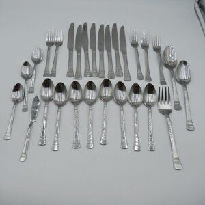 Pfaltzgraff Flatware Mix Lot 28 Pieces Sapphire Pattern Stainless Steel